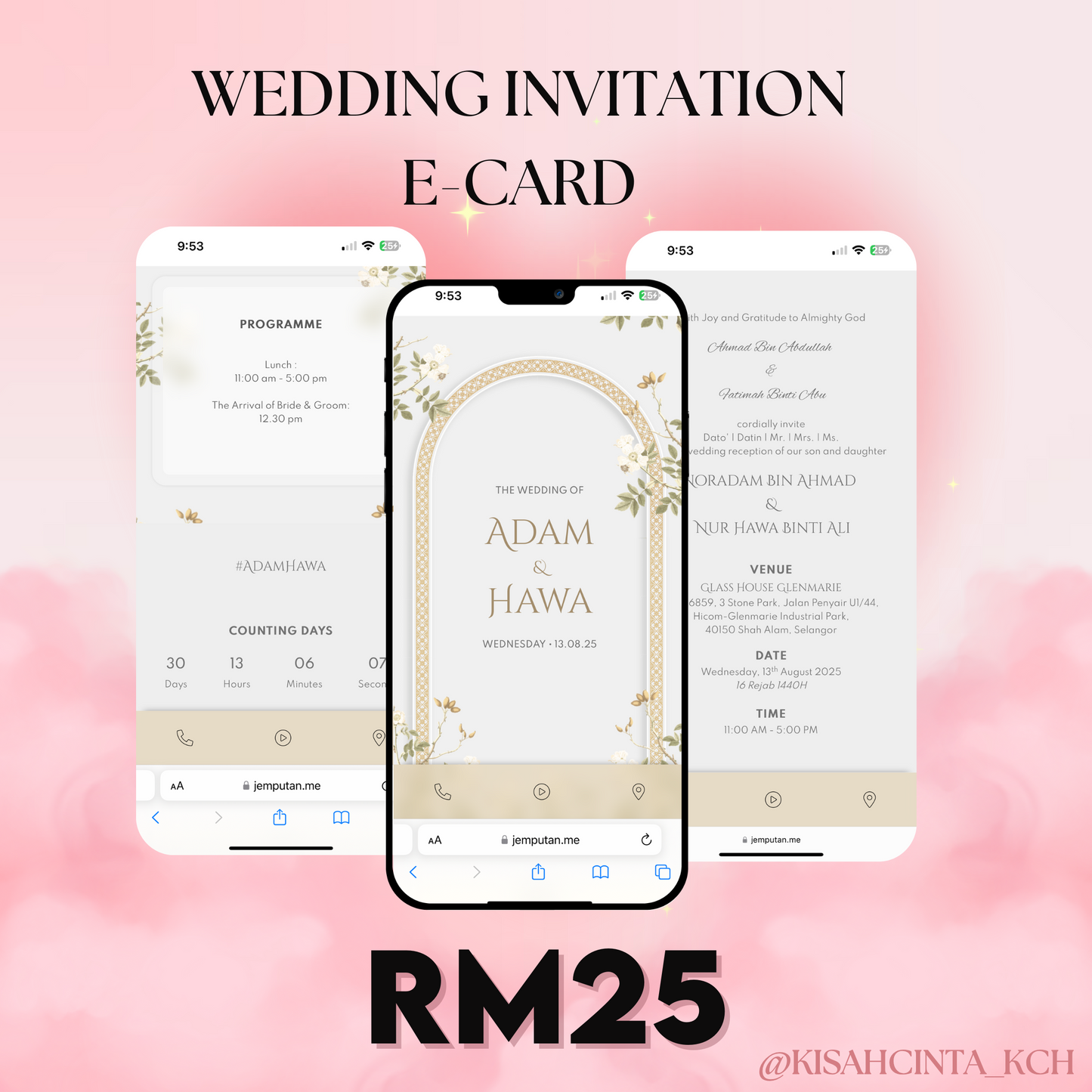 E-invitation card voucher Rm30 Value for Rm25 Only